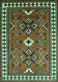 Geometric Turquoise Traditional Rug, tr798turq