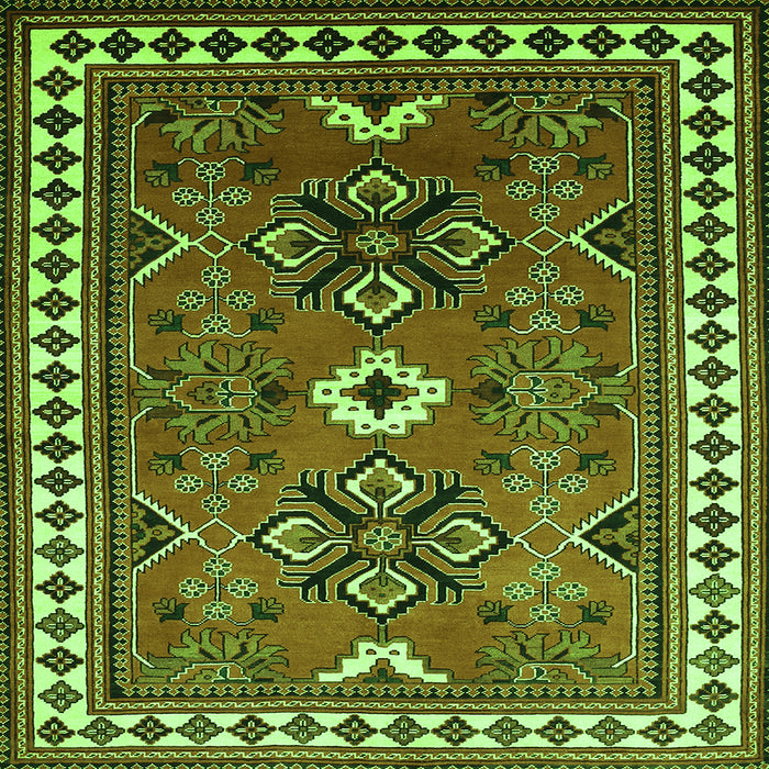 Serging Thickness of Geometric Green Traditional Rug, tr798grn