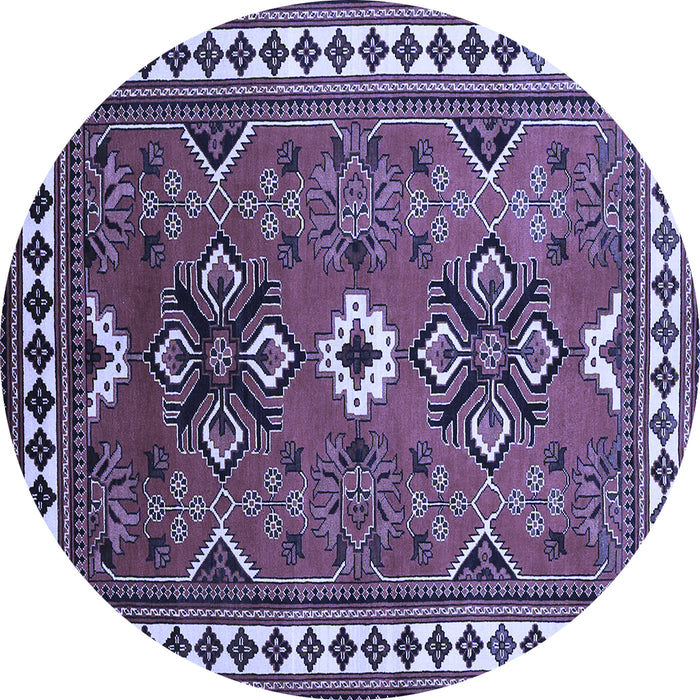 Round Geometric Blue Traditional Rug, tr798blu
