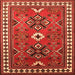 Round Machine Washable Geometric Orange Traditional Area Rugs, wshtr798org