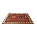 Sideview of Machine Washable Geometric Brown Traditional Rug, wshtr798brn