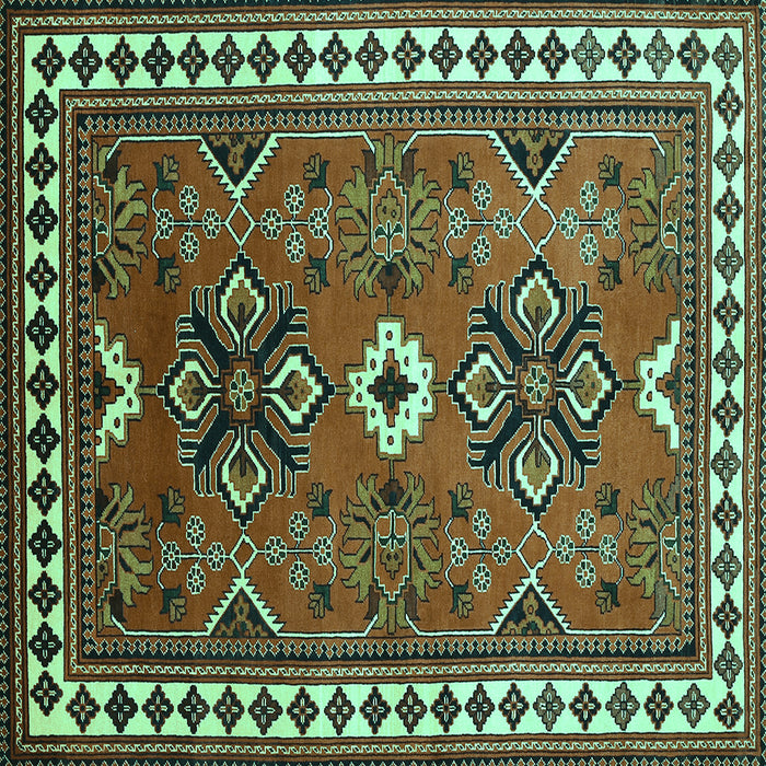 Square Geometric Turquoise Traditional Rug, tr798turq