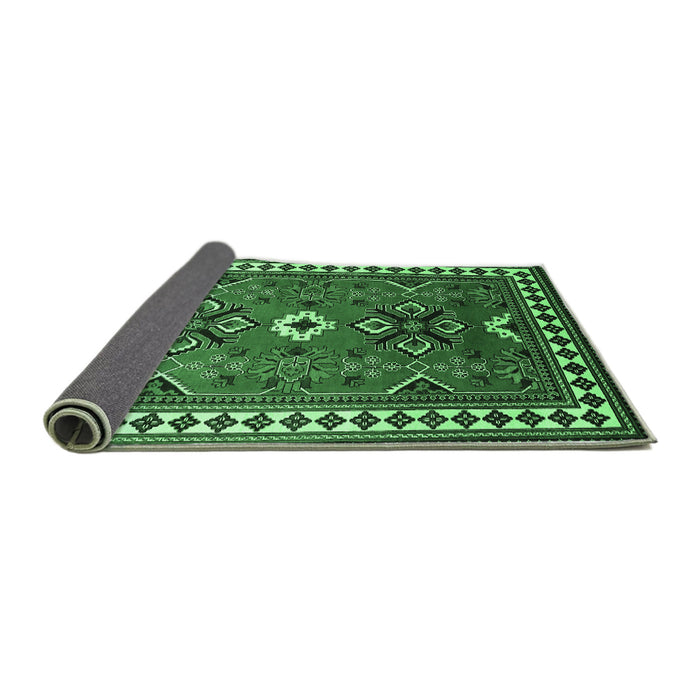 Sideview of Geometric Emerald Green Traditional Rug, tr798emgrn