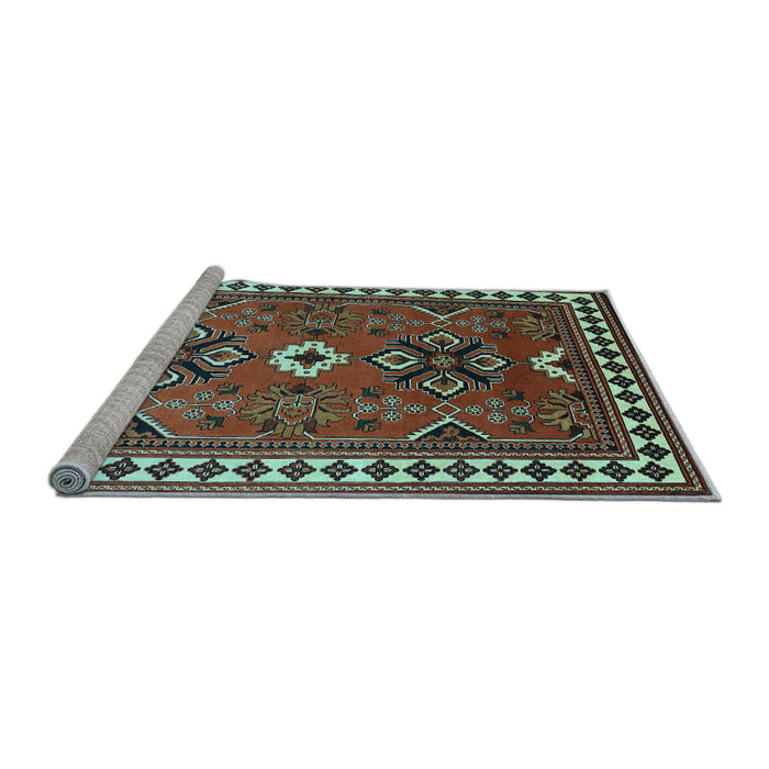 Sideview of Machine Washable Geometric Light Blue Traditional Rug, wshtr798lblu