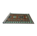 Sideview of Machine Washable Geometric Light Blue Traditional Rug, wshtr798lblu