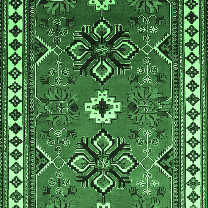 Geometric Emerald Green Traditional Rug, tr798emgrn