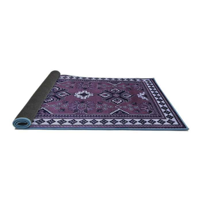 Sideview of Geometric Blue Traditional Rug, tr798blu