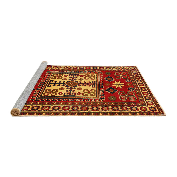 Sideview of Machine Washable Traditional Tomato Red Rug, wshtr799