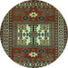 Round Geometric Light Blue Traditional Rug, tr799lblu