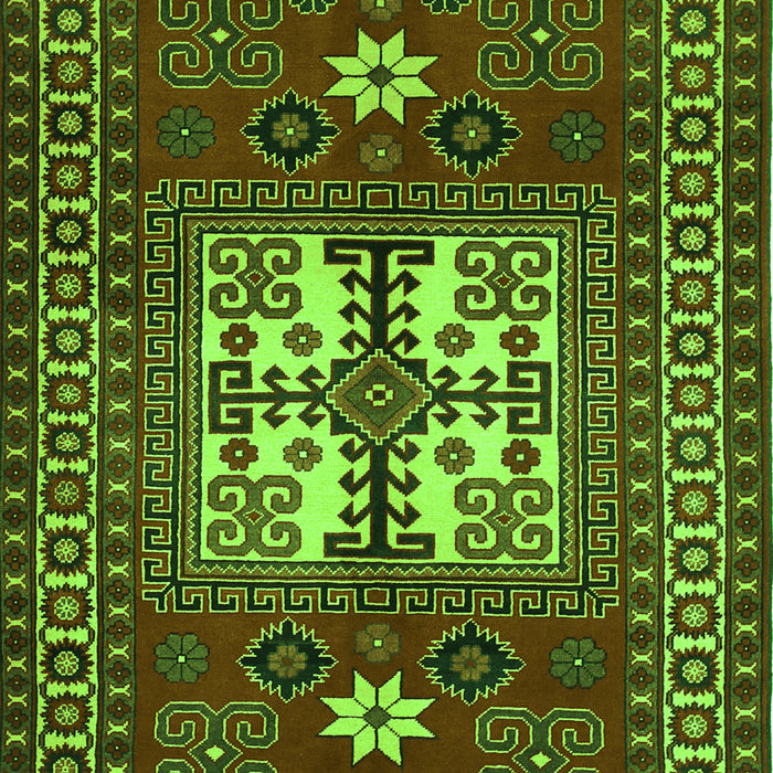 Serging Thickness of Machine Washable Geometric Green Traditional Area Rugs, wshtr799grn
