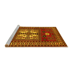 Sideview of Machine Washable Geometric Yellow Traditional Rug, wshtr799yw