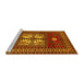 Sideview of Machine Washable Geometric Yellow Traditional Rug, wshtr799yw