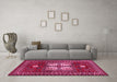 Machine Washable Geometric Pink Traditional Rug in a Living Room, wshtr799pnk