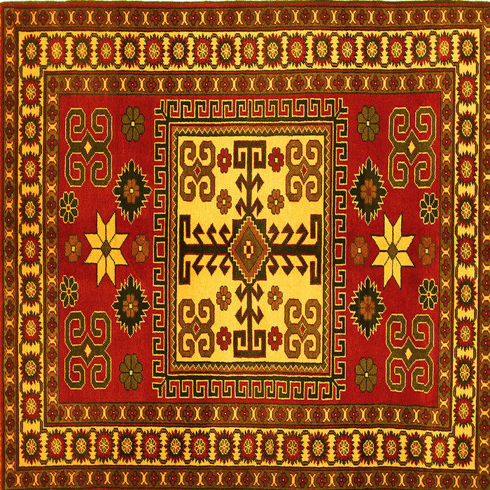 Square Geometric Yellow Traditional Rug, tr799yw