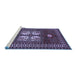 Sideview of Machine Washable Geometric Blue Traditional Rug, wshtr799blu