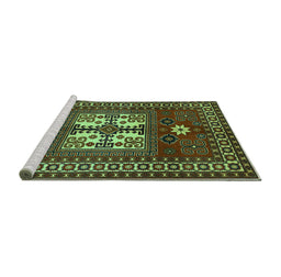 Sideview of Machine Washable Geometric Turquoise Traditional Area Rugs, wshtr799turq