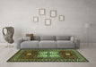 Machine Washable Geometric Turquoise Traditional Area Rugs in a Living Room,, wshtr799turq