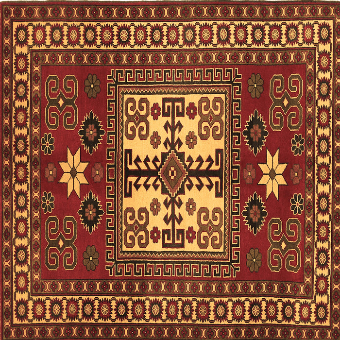 Square Geometric Brown Traditional Rug, tr799brn