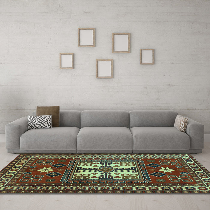 Machine Washable Geometric Light Blue Traditional Rug in a Living Room, wshtr799lblu