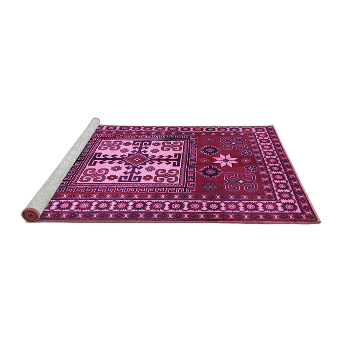 Sideview of Machine Washable Geometric Purple Traditional Area Rugs, wshtr799pur