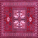 Square Machine Washable Geometric Pink Traditional Rug, wshtr799pnk
