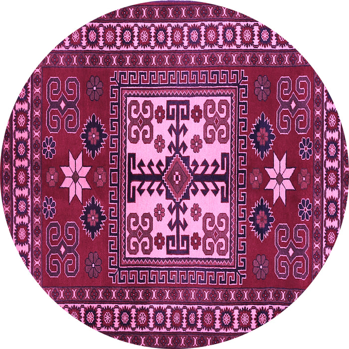 Round Machine Washable Geometric Purple Traditional Area Rugs, wshtr799pur
