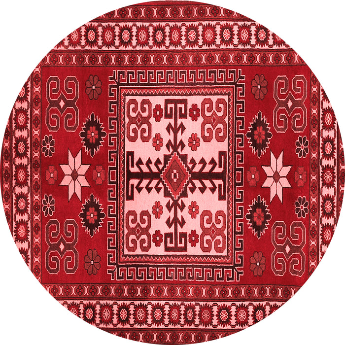 Machine Washable Geometric Red Traditional Rug, wshtr799red