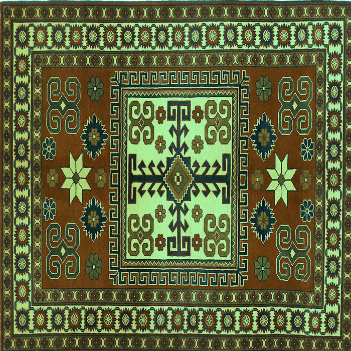 Square Geometric Turquoise Traditional Rug, tr799turq