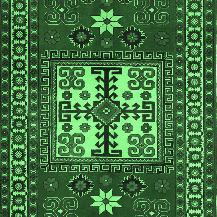 Machine Washable Geometric Emerald Green Traditional Area Rugs, wshtr799emgrn