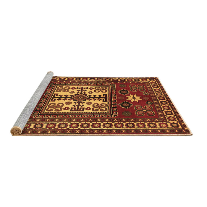 Sideview of Machine Washable Geometric Brown Traditional Rug, wshtr799brn