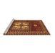 Sideview of Machine Washable Geometric Brown Traditional Rug, wshtr799brn