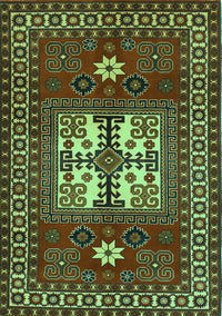 Geometric Turquoise Traditional Rug, tr799turq