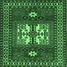 Square Geometric Emerald Green Traditional Rug, tr799emgrn