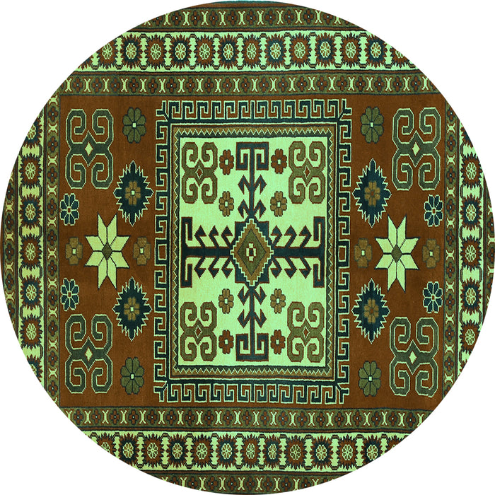 Round Machine Washable Geometric Turquoise Traditional Area Rugs, wshtr799turq