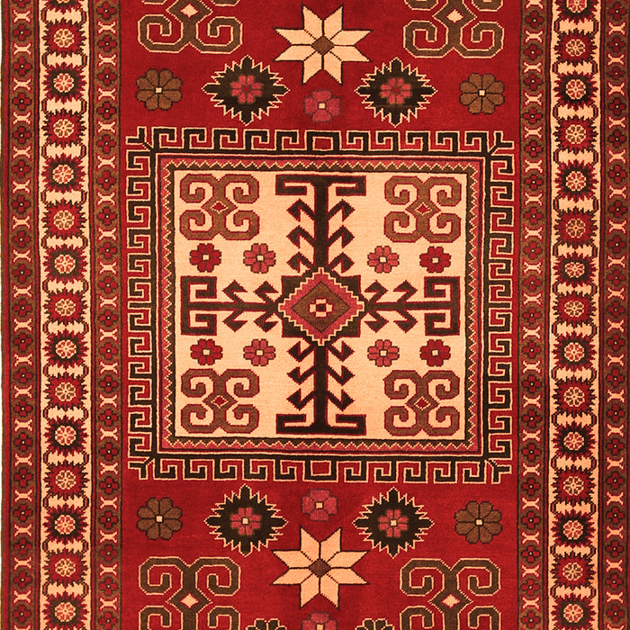 Serging Thickness of Machine Washable Geometric Orange Traditional Area Rugs, wshtr799org