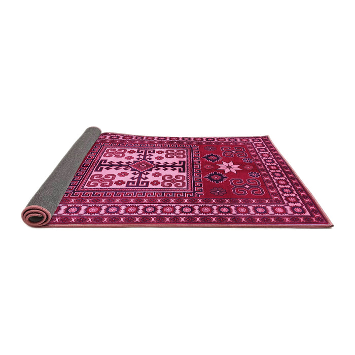 Sideview of Geometric Pink Traditional Rug, tr799pnk
