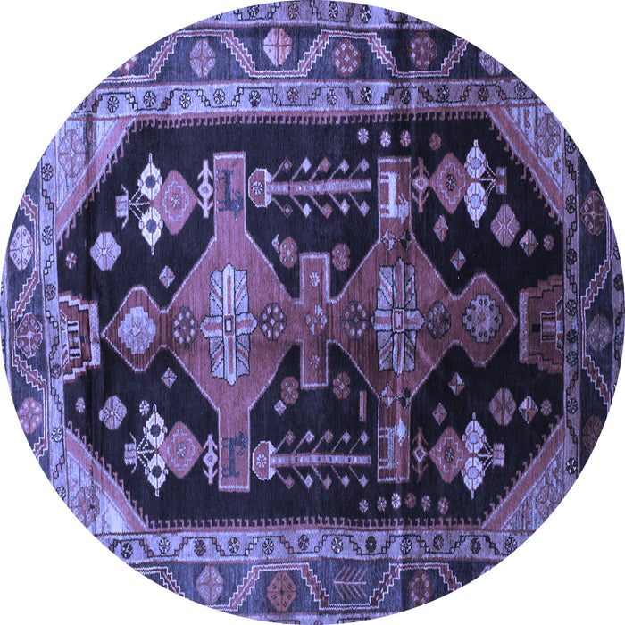 Round Machine Washable Persian Blue Traditional Rug, wshtr79blu