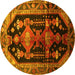 Round Persian Yellow Traditional Rug, tr79yw