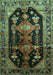 Machine Washable Persian Turquoise Traditional Area Rugs, wshtr79turq