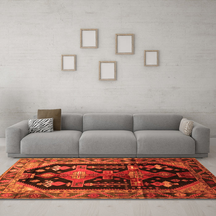 Machine Washable Persian Orange Traditional Area Rugs in a Living Room, wshtr79org
