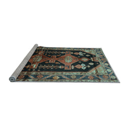 Sideview of Machine Washable Persian Light Blue Traditional Rug, wshtr79lblu