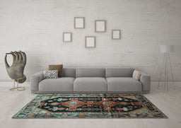 Machine Washable Persian Light Blue Traditional Rug in a Living Room, wshtr79lblu