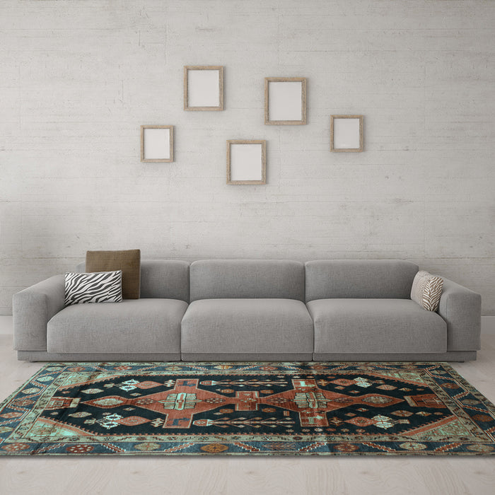 Machine Washable Persian Light Blue Traditional Rug in a Living Room, wshtr79lblu