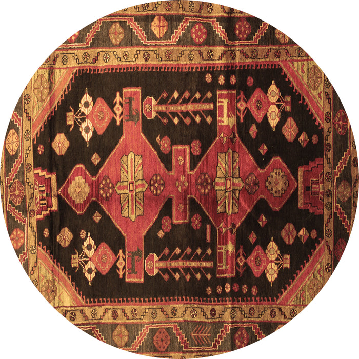 Round Persian Brown Traditional Rug, tr79brn