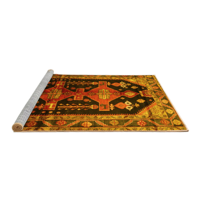 Sideview of Machine Washable Persian Yellow Traditional Rug, wshtr79yw