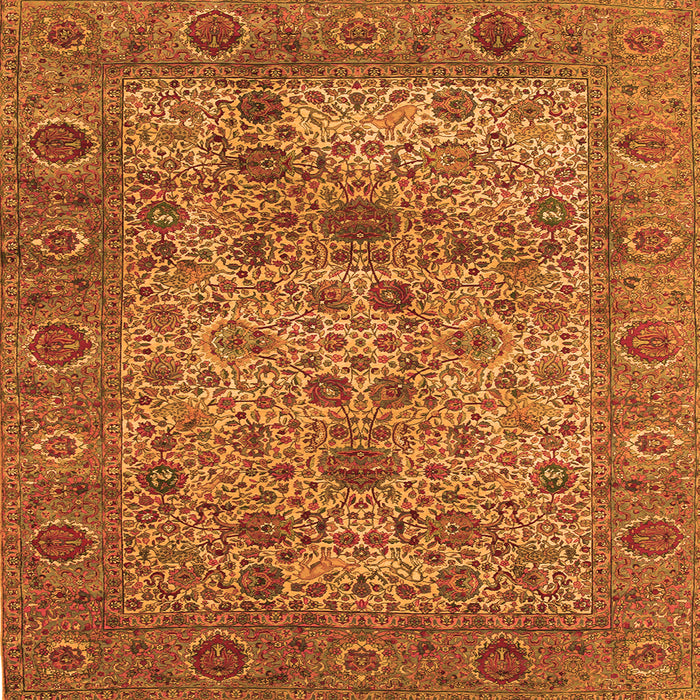 Round Machine Washable Persian Orange Traditional Area Rugs, wshtr7org