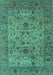 Machine Washable Persian Turquoise Traditional Area Rugs, wshtr7turq