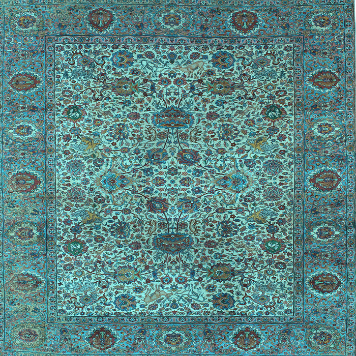 Square Machine Washable Persian Light Blue Traditional Rug, wshtr7lblu