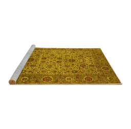 Sideview of Machine Washable Persian Yellow Traditional Rug, wshtr7yw