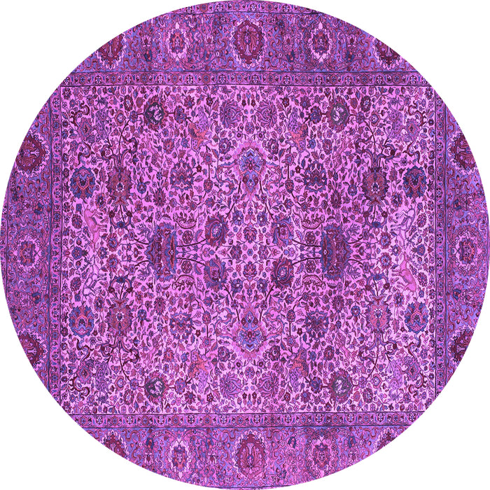 Round Persian Purple Traditional Rug, tr7pur